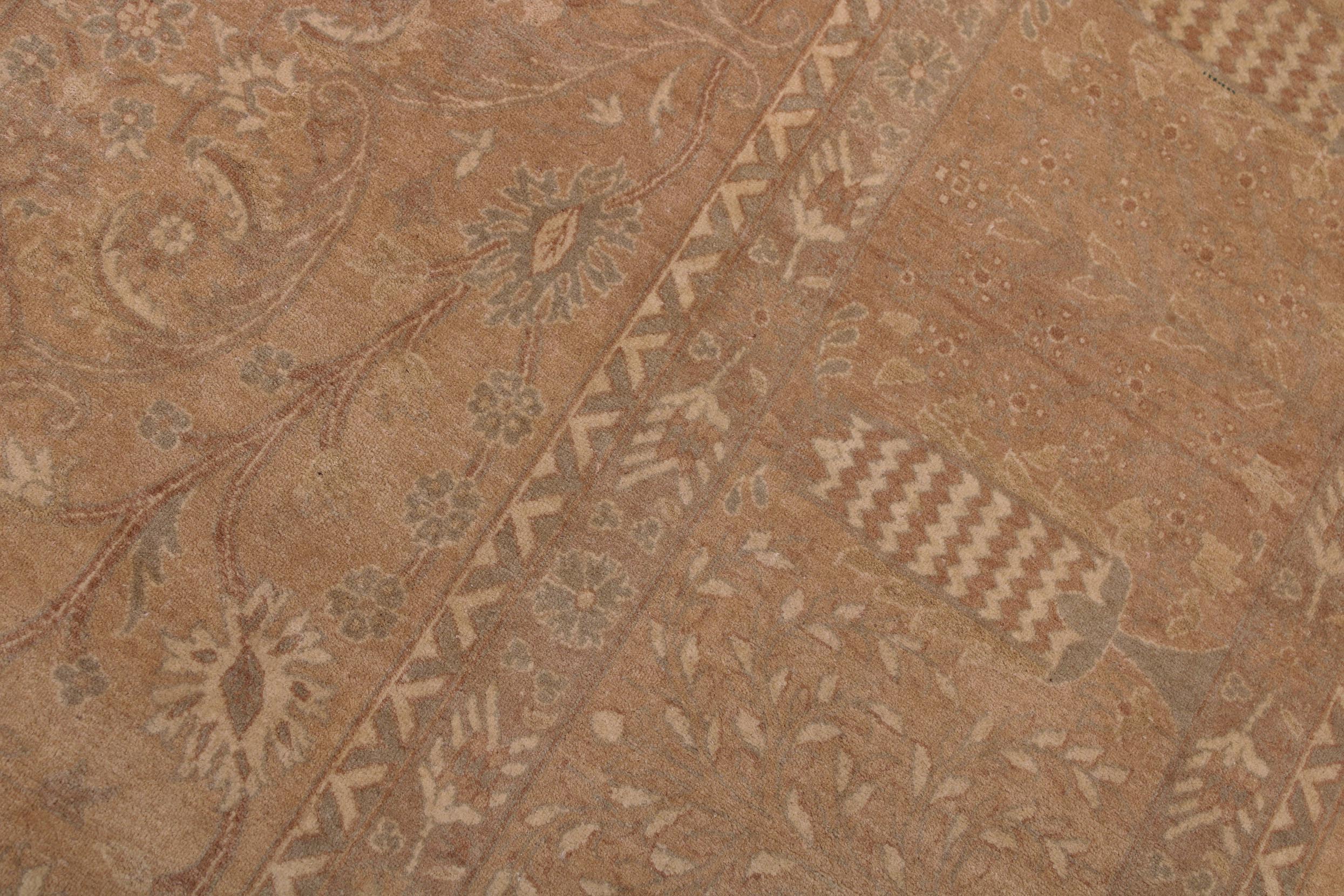 handmade Transitional  Tan Gold Hand Knotted RECTANGLE 100% WOOL area rug 9x12