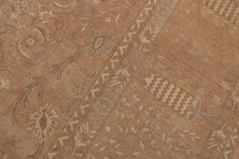 handmade Transitional  Tan Gold Hand Knotted RECTANGLE 100% WOOL area rug 9x12