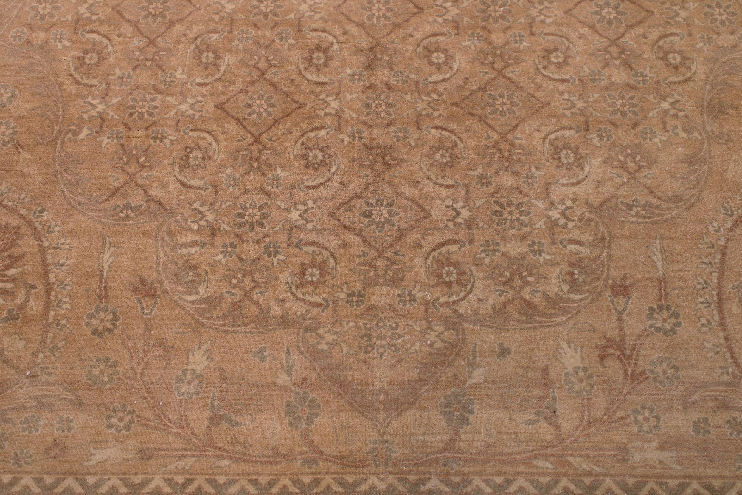 handmade Transitional  Tan Gold Hand Knotted RECTANGLE 100% WOOL area rug 9x12