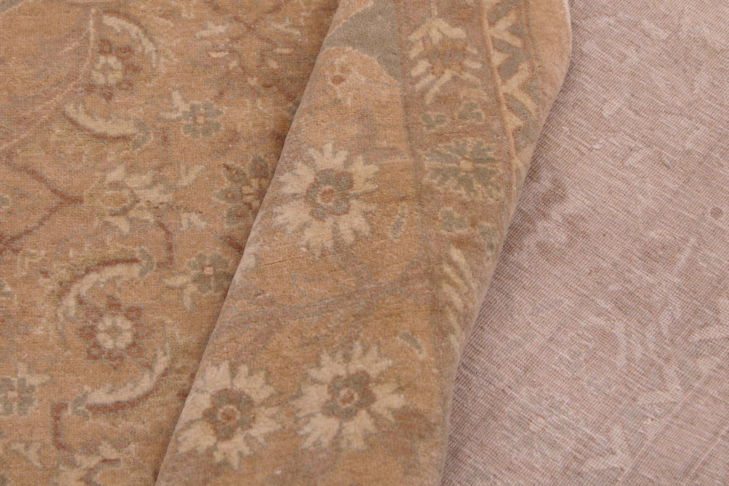 handmade Transitional  Tan Gold Hand Knotted RECTANGLE 100% WOOL area rug 9x12
