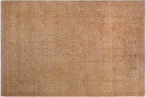 handmade Transitional  Tan Gold Hand Knotted RECTANGLE 100% WOOL area rug 9x12