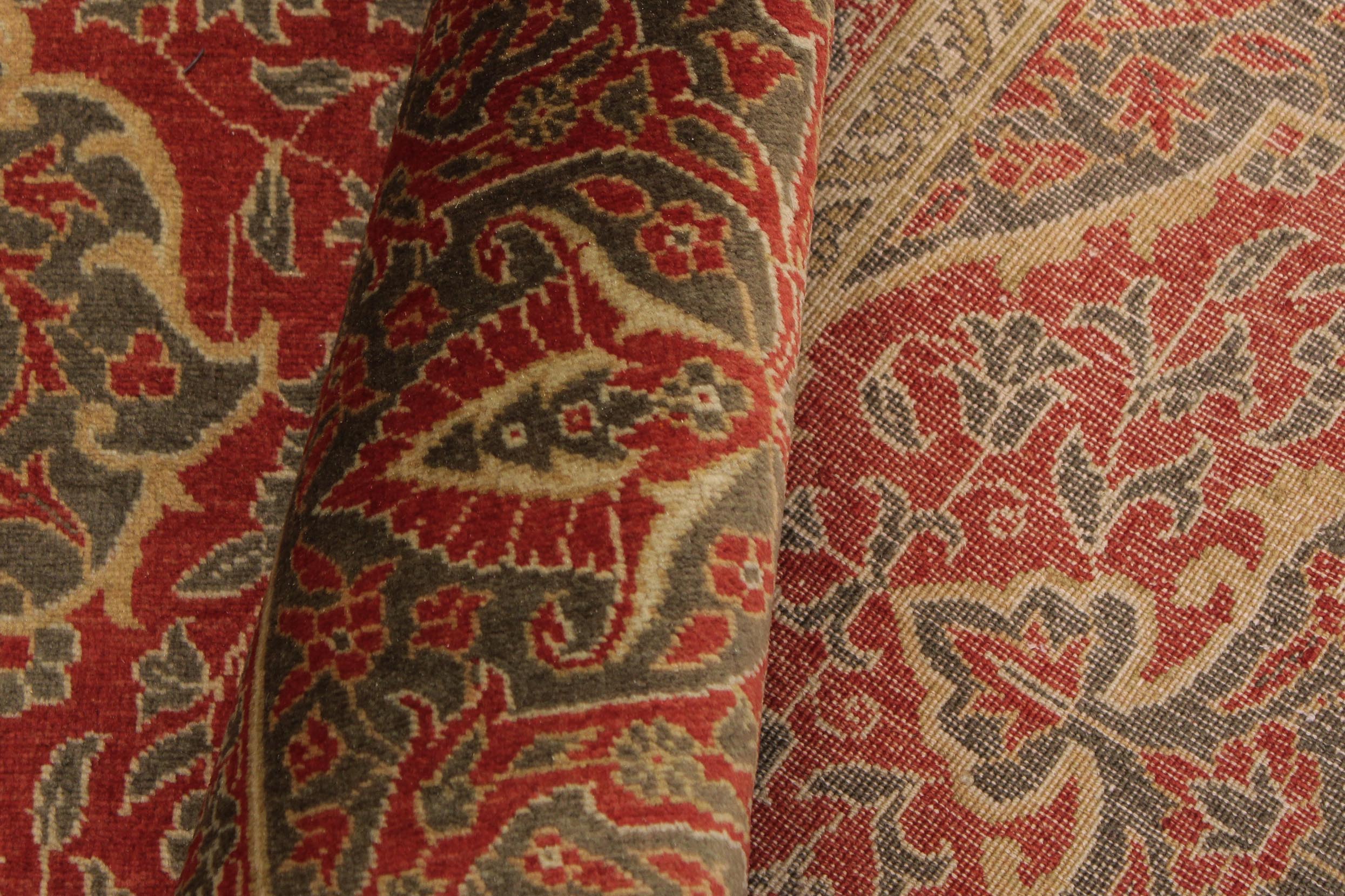 handmade Transitional Veg Dye Rust Green Hand Knotted RECTANGLE 100% WOOL area rug 9x12