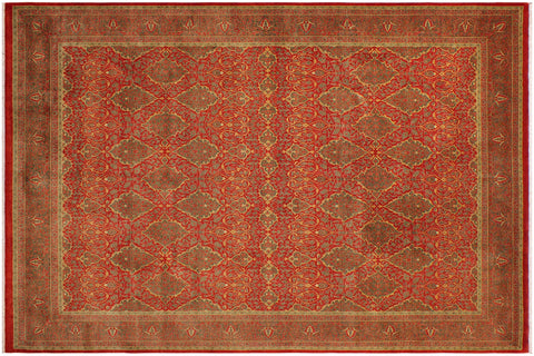 handmade Transitional Veg Dye Rust Green Hand Knotted RECTANGLE 100% WOOL area rug 9 x 12