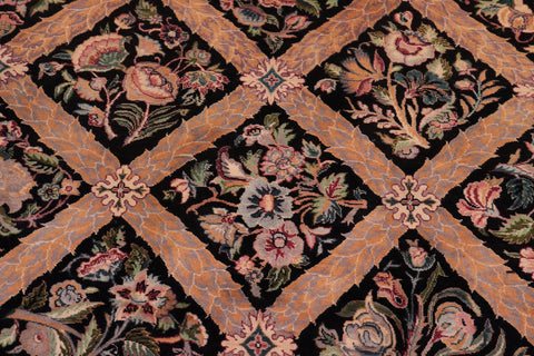 handmade Transitional Bakhtair Black Black Hand Knotted RECTANGLE 100% WOOL area rug 9x12