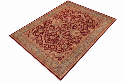 handmade Traditional Agra #2 Red Lt. Blue Hand Knotted RECTANGLE 100% WOOL area rug 9x12