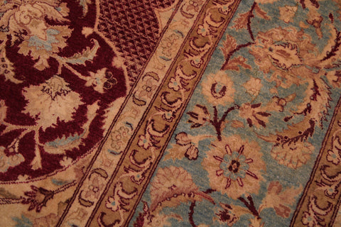 handmade Traditional Agra #2 Red Lt. Blue Hand Knotted RECTANGLE 100% WOOL area rug 9x12