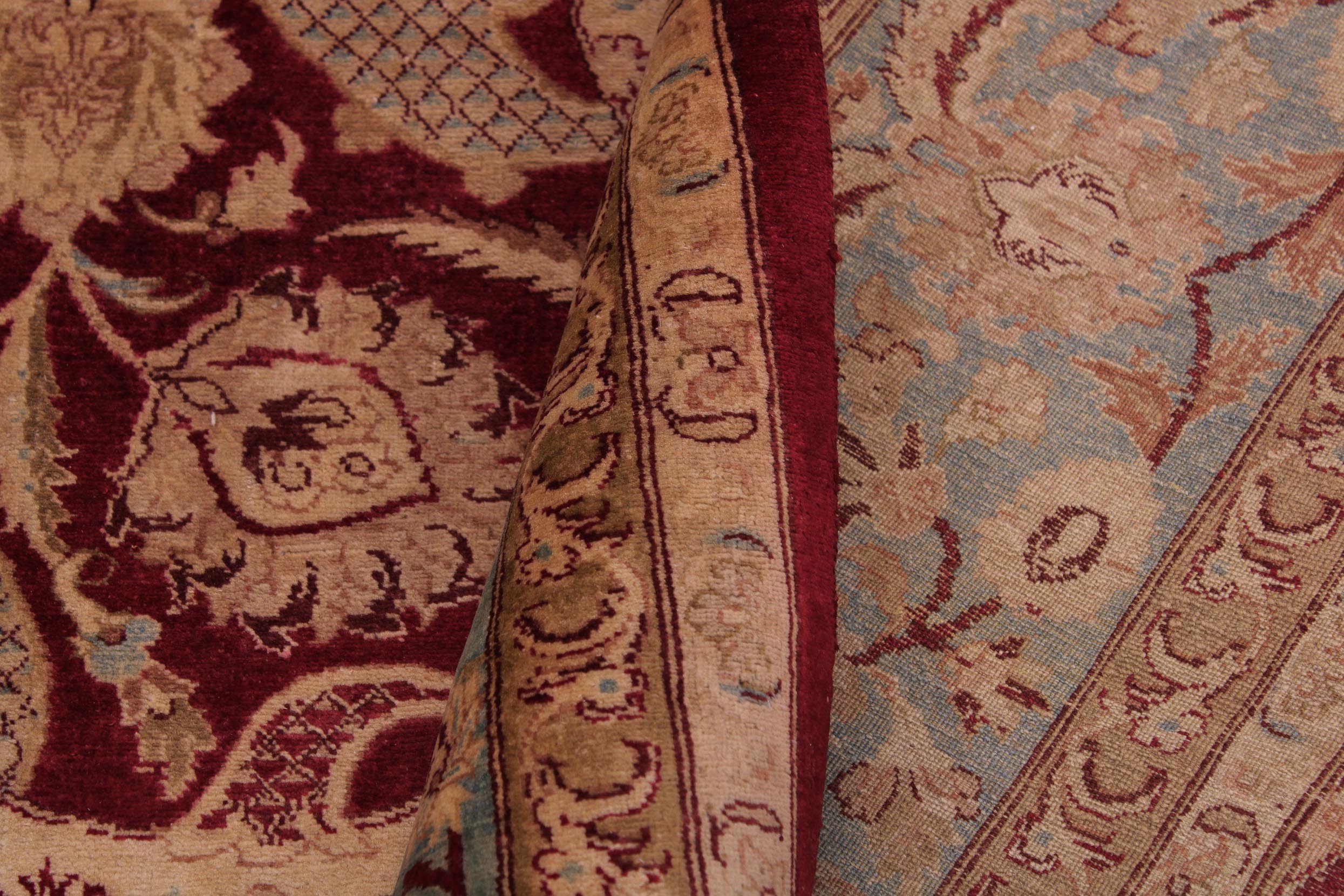 handmade Traditional Agra #2 Red Lt. Blue Hand Knotted RECTANGLE 100% WOOL area rug 9x12