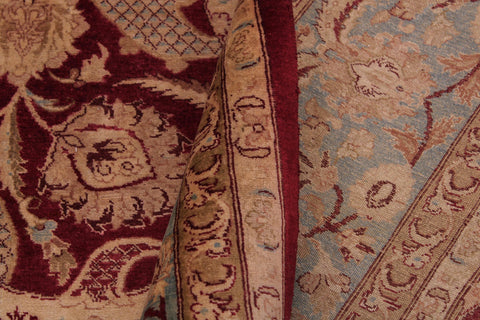 handmade Traditional Agra #2 Red Lt. Blue Hand Knotted RECTANGLE 100% WOOL area rug 9x12