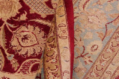 handmade Traditional Agra #2 Red Lt. Blue Hand Knotted RECTANGLE 100% WOOL area rug 9 x 12
