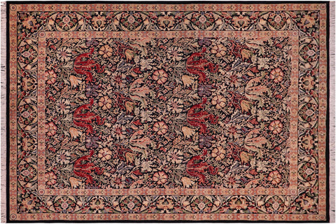 handmade Transitional Gulshanayub Black Black Hand Knotted RECTANGLE 100% WOOL area rug 9' x 12'