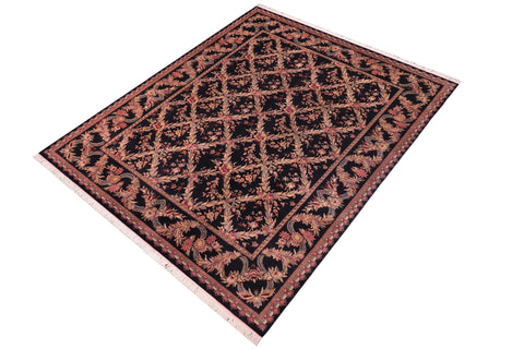 handmade Transitional Basan Black Black Hand Knotted RECTANGLE 100% WOOL area rug 9x12