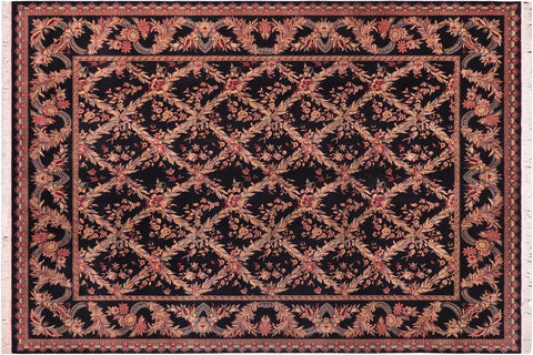 handmade Transitional Basan Black Black Hand Knotted RECTANGLE 100% WOOL area rug 9x12