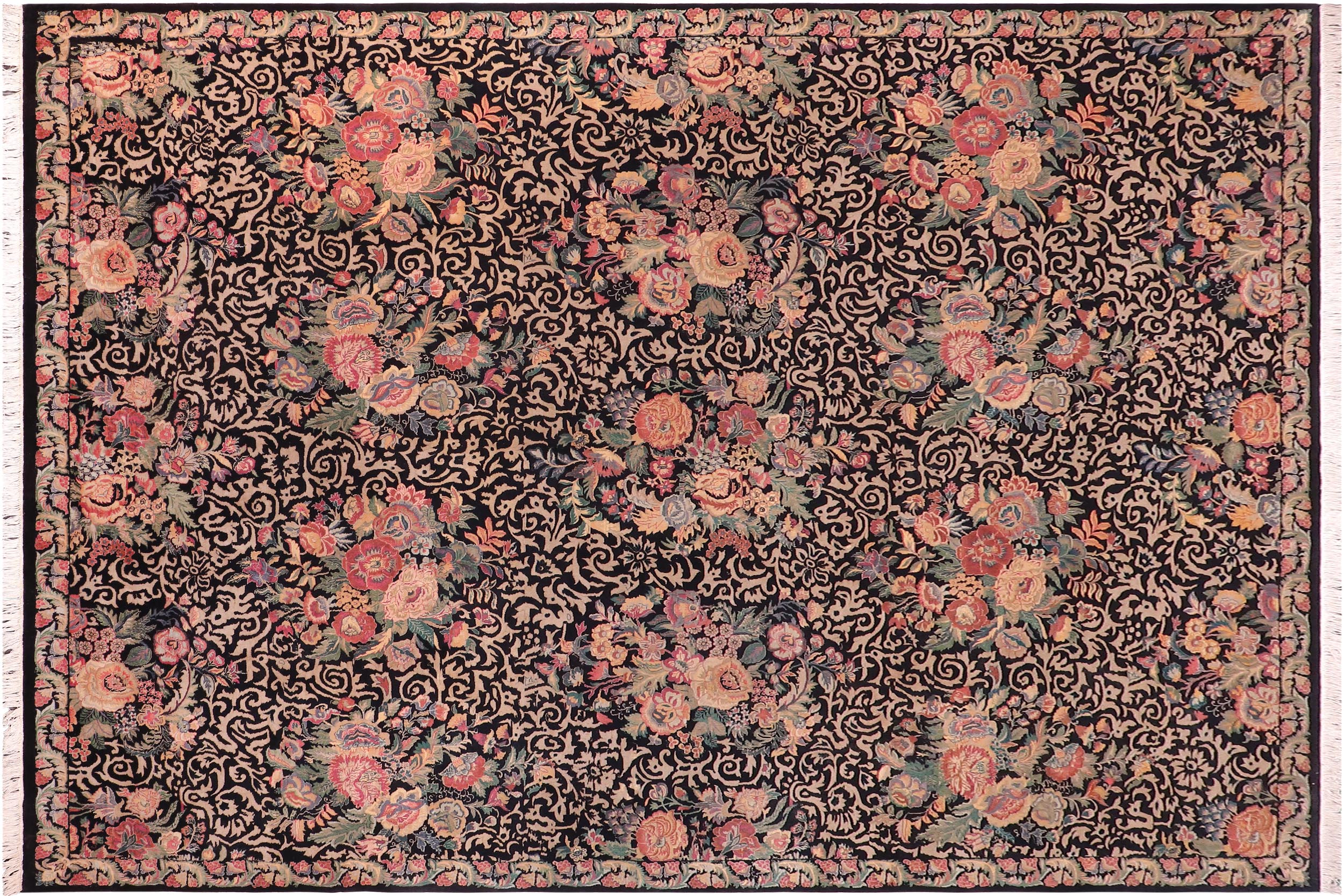 handmade Transitional Akbar Black Black Hand Knotted RECTANGLE 100% WOOL area rug 9x12