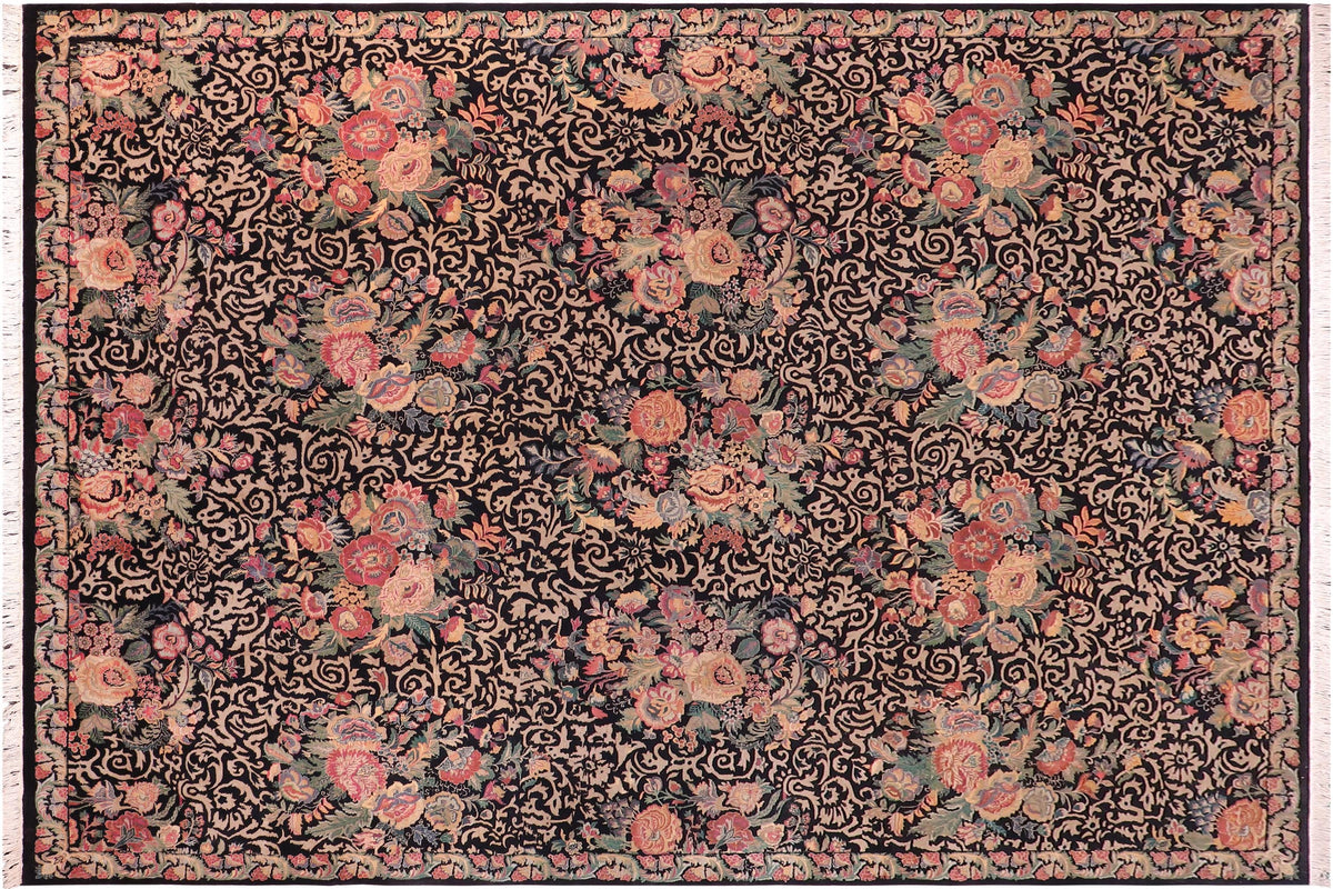 handmade Transitional Akbar Black Black Hand Knotted RECTANGLE 100% WOOL area rug 9x12