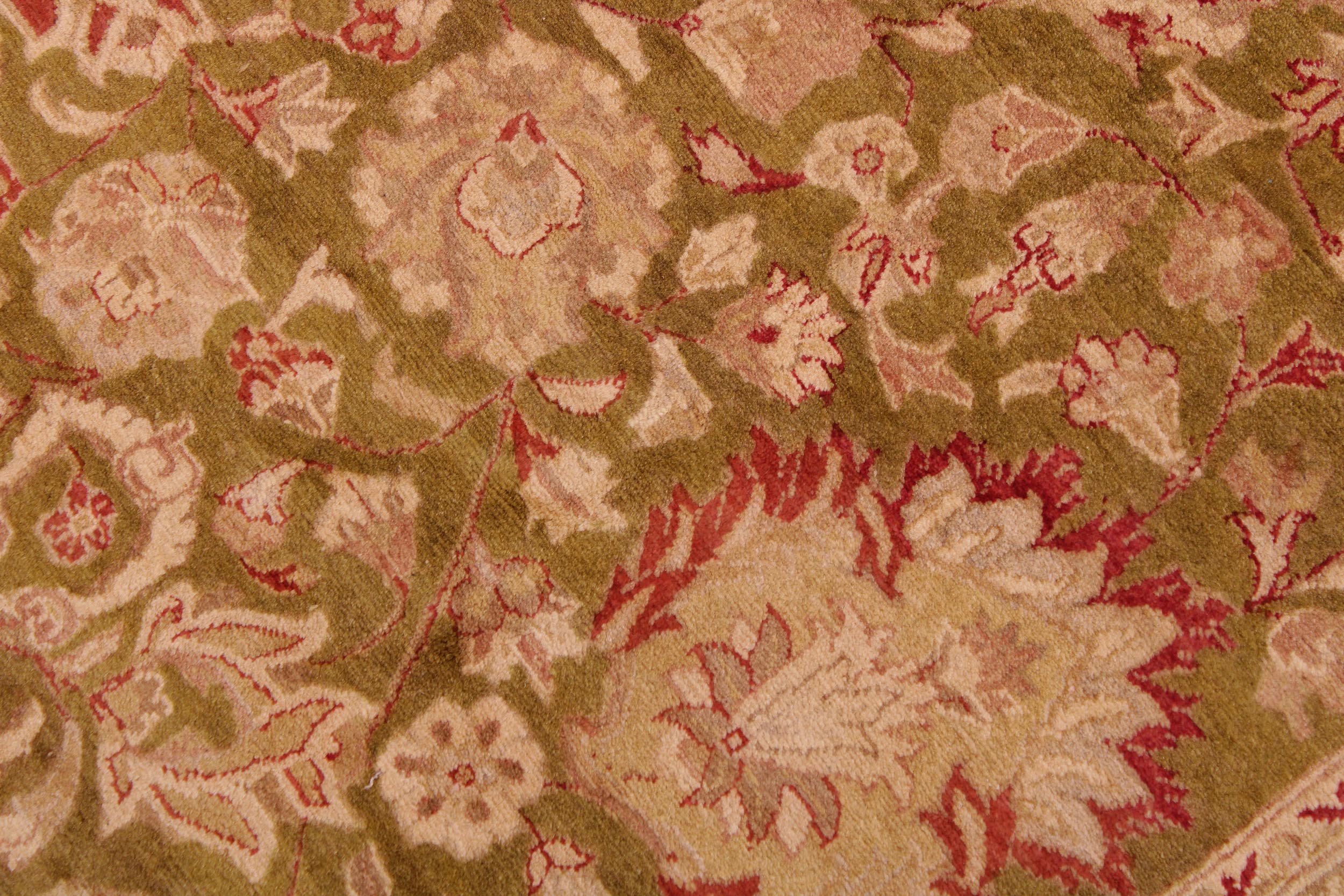 handmade Transitional Kashan Green Red Hand Knotted RECTANGLE 100% WOOL area rug 9 x 12