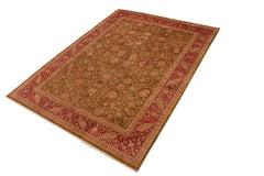 Semi-Antique Kashan Petra Green/Red Wool Rug - 9'2''X12'1''