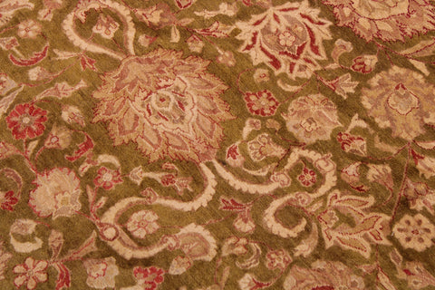 handmade Transitional Kashan Green Red Hand Knotted RECTANGLE 100% WOOL area rug 9 x 12