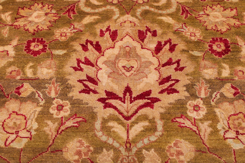 handmade Transitional Kashan Green Red Hand Knotted RECTANGLE 100% WOOL area rug 9 x 12