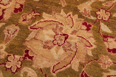 Semi-Antique Kashan Petra Green/Red Wool Rug - 9'2''X12'1''