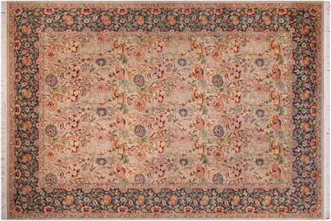 handmade Transitional Irfan Lt. Gray Teal Green Hand Knotted RECTANGLE 100% WOOL area rug 9x12