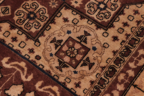 handmade Traditional Kafkaz Brown Tan Hand Knotted RECTANGLE 100% WOOL area rug 8' x 10'