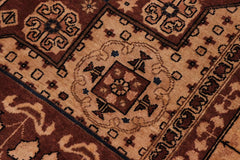 handmade Traditional Kafkaz Brown Tan Hand Knotted RECTANGLE 100% WOOL area rug 8X10