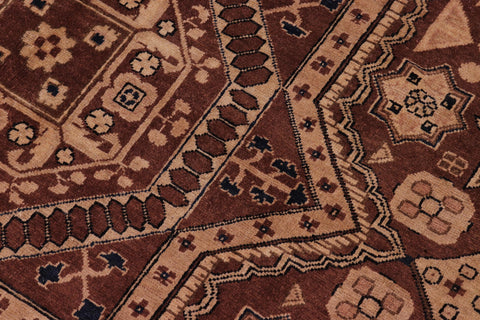 handmade Traditional Kafkaz Brown Tan Hand Knotted RECTANGLE 100% WOOL area rug 8' x 10'