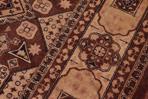 handmade Traditional Kafkaz Brown Tan Hand Knotted RECTANGLE 100% WOOL area rug 8' x 10'