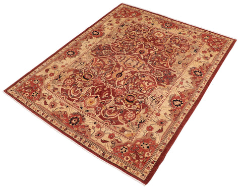 handmade Traditional Kafkaz Red Beige Hand Knotted RECTANGLE 100% WOOL area rug 8' x 10'