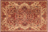 Eclectic Ziegler Keisha Red/Beige Hand-Knotted Wool Rug - 8'1'' x 9'6''