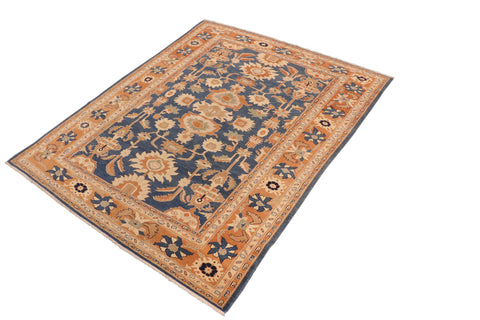 handmade Traditional Kafkaz Blue Rust Hand Knotted RECTANGLE 100% WOOL area rug 8x10