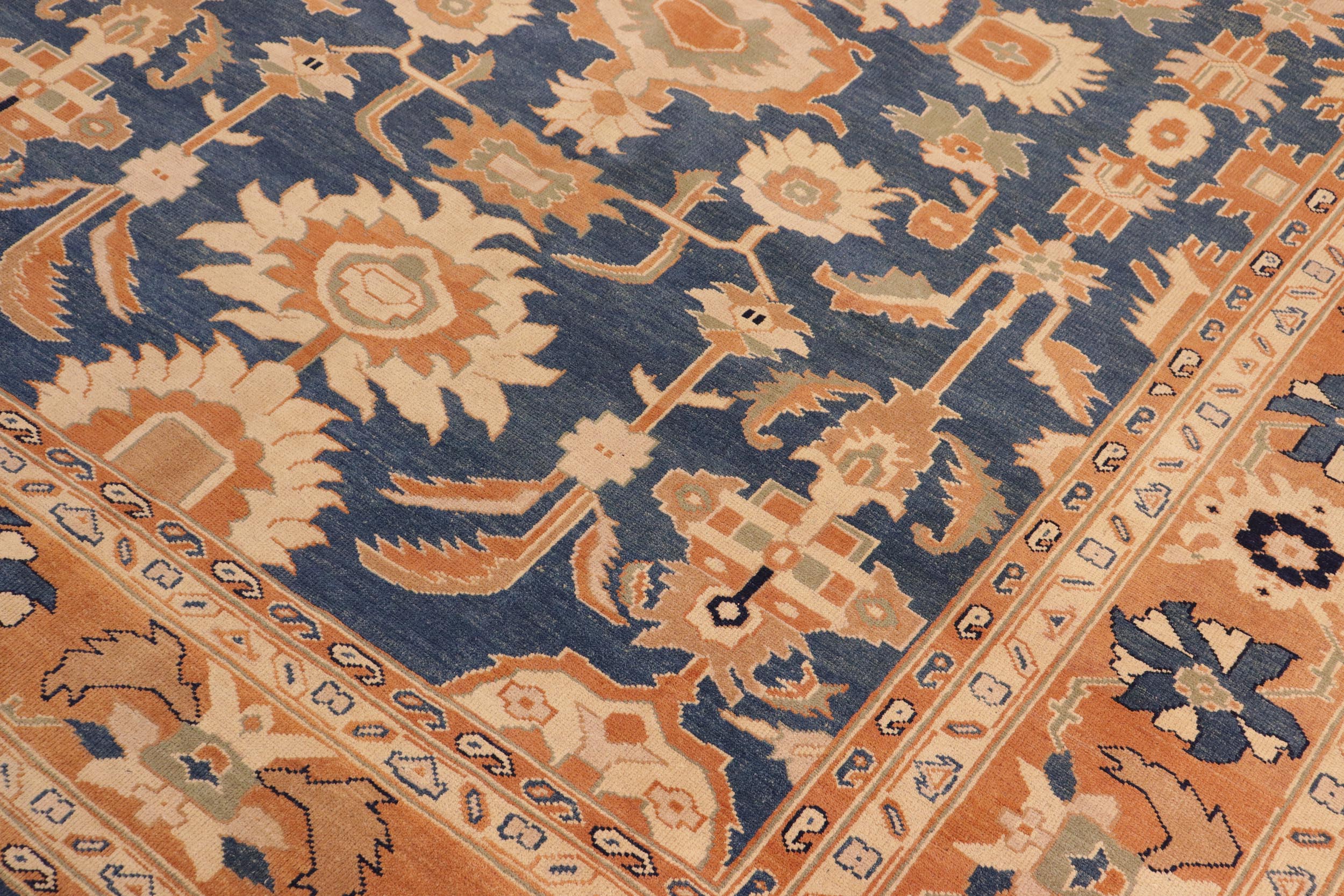 handmade Traditional Kafkaz Blue Rust Hand Knotted RECTANGLE 100% WOOL area rug 8x10