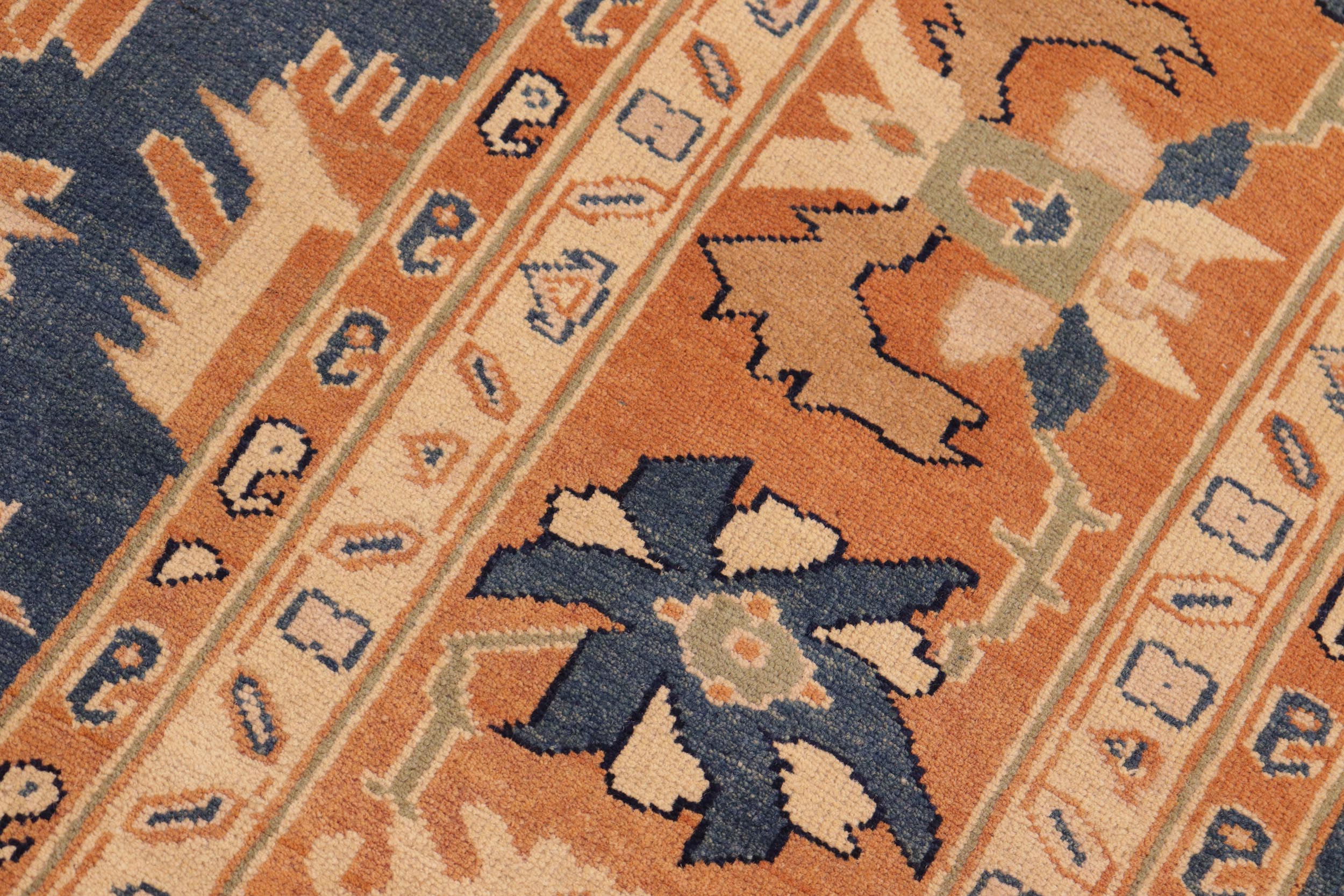 handmade Traditional Kafkaz Blue Rust Hand Knotted RECTANGLE 100% WOOL area rug 8x10