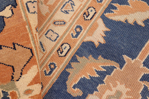 handmade Traditional Kafkaz Blue Rust Hand Knotted RECTANGLE 100% WOOL area rug 8x10