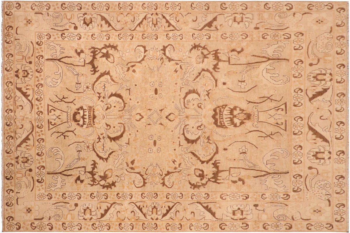 handmade Traditional Kafkaz Tan Brown Hand Knotted RECTANGLE 100% WOOL area rug 8x9