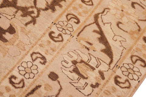 handmade Traditional Kafkaz Tan Brown Hand Knotted RECTANGLE 100% WOOL area rug 8x9