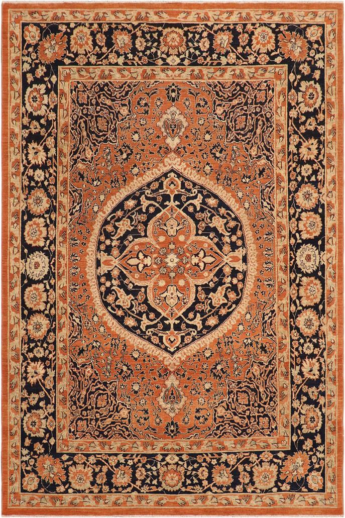 handmade Traditional Kafkaz Rust Blue Hand Knotted RECTANGLE 100% WOOL area rug 8X10