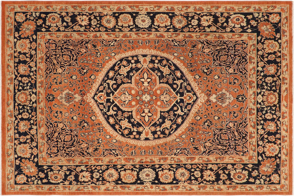 handmade Traditional Kafkaz Rust Blue Hand Knotted RECTANGLE 100% WOOL area rug 8 x 10