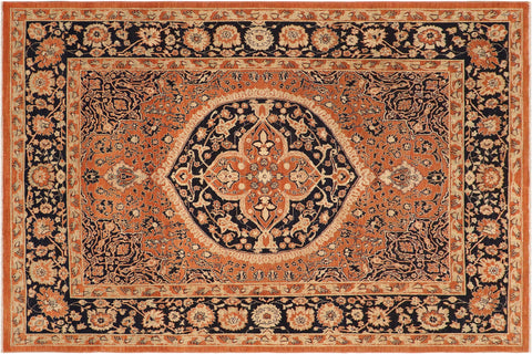 handmade Traditional Kafkaz Rust Blue Hand Knotted RECTANGLE 100% WOOL area rug 8 x 10