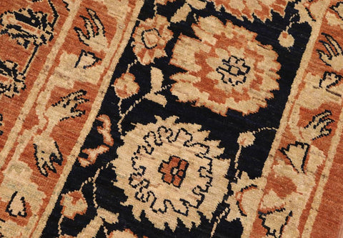 handmade Traditional Kafkaz Rust Blue Hand Knotted RECTANGLE 100% WOOL area rug 8X10