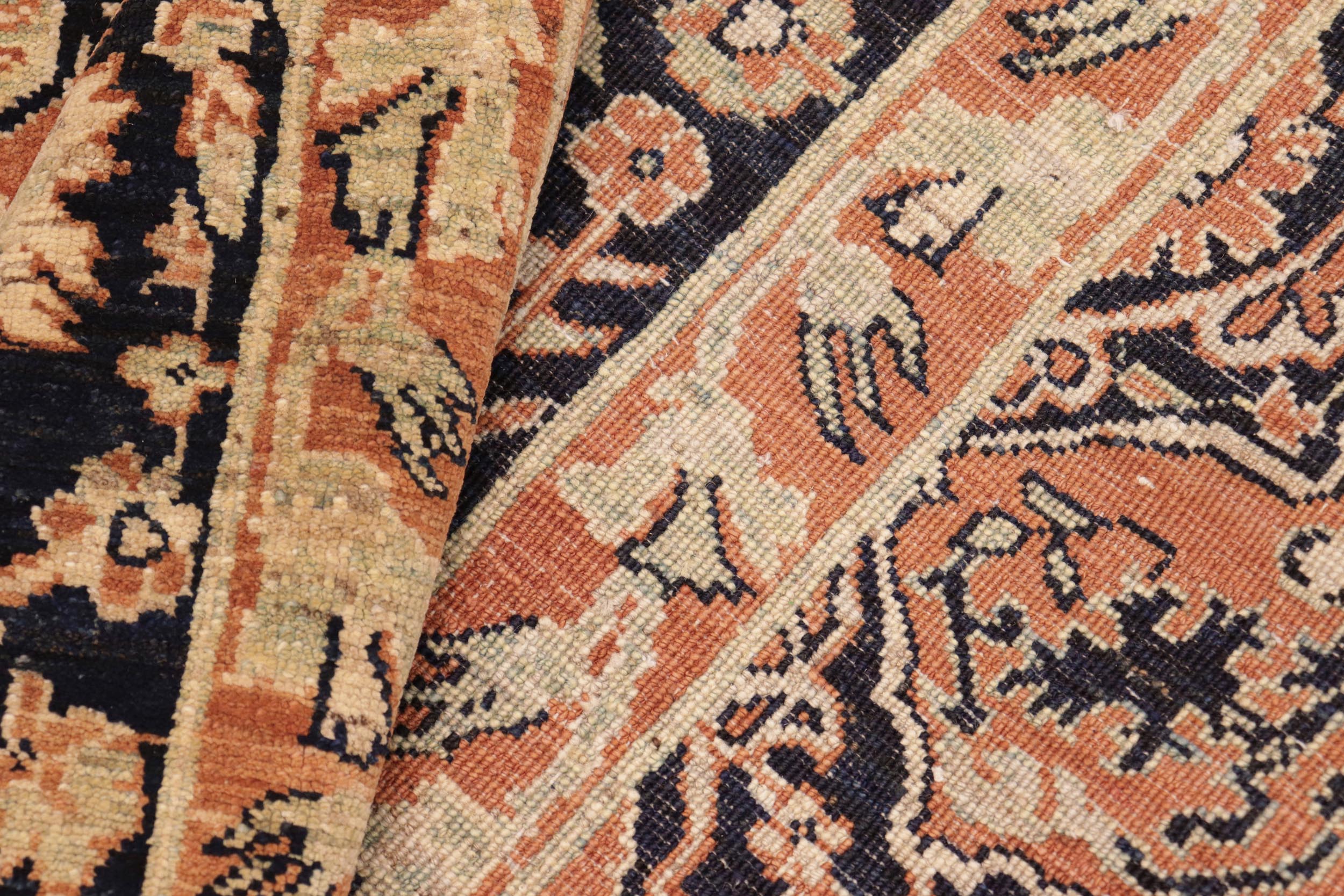 handmade Traditional Kafkaz Rust Blue Hand Knotted RECTANGLE 100% WOOL area rug 8 x 10