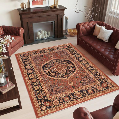 handmade Traditional Kafkaz Rust Blue Hand Knotted RECTANGLE 100% WOOL area rug 8X9