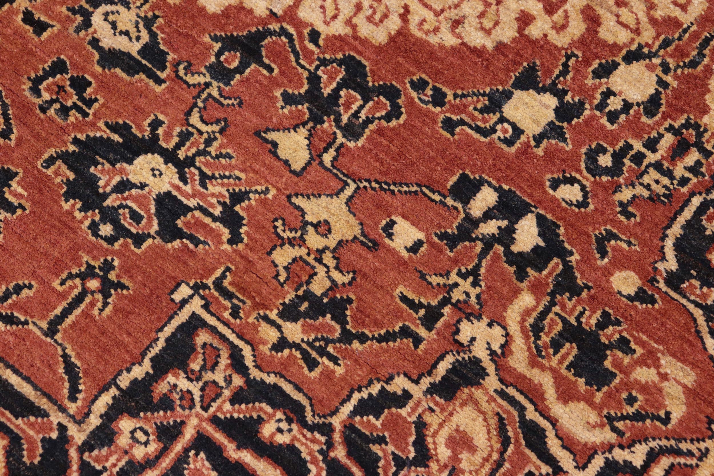 handmade Traditional Kafkaz Rust Blue Hand Knotted RECTANGLE 100% WOOL area rug 8' x 9'