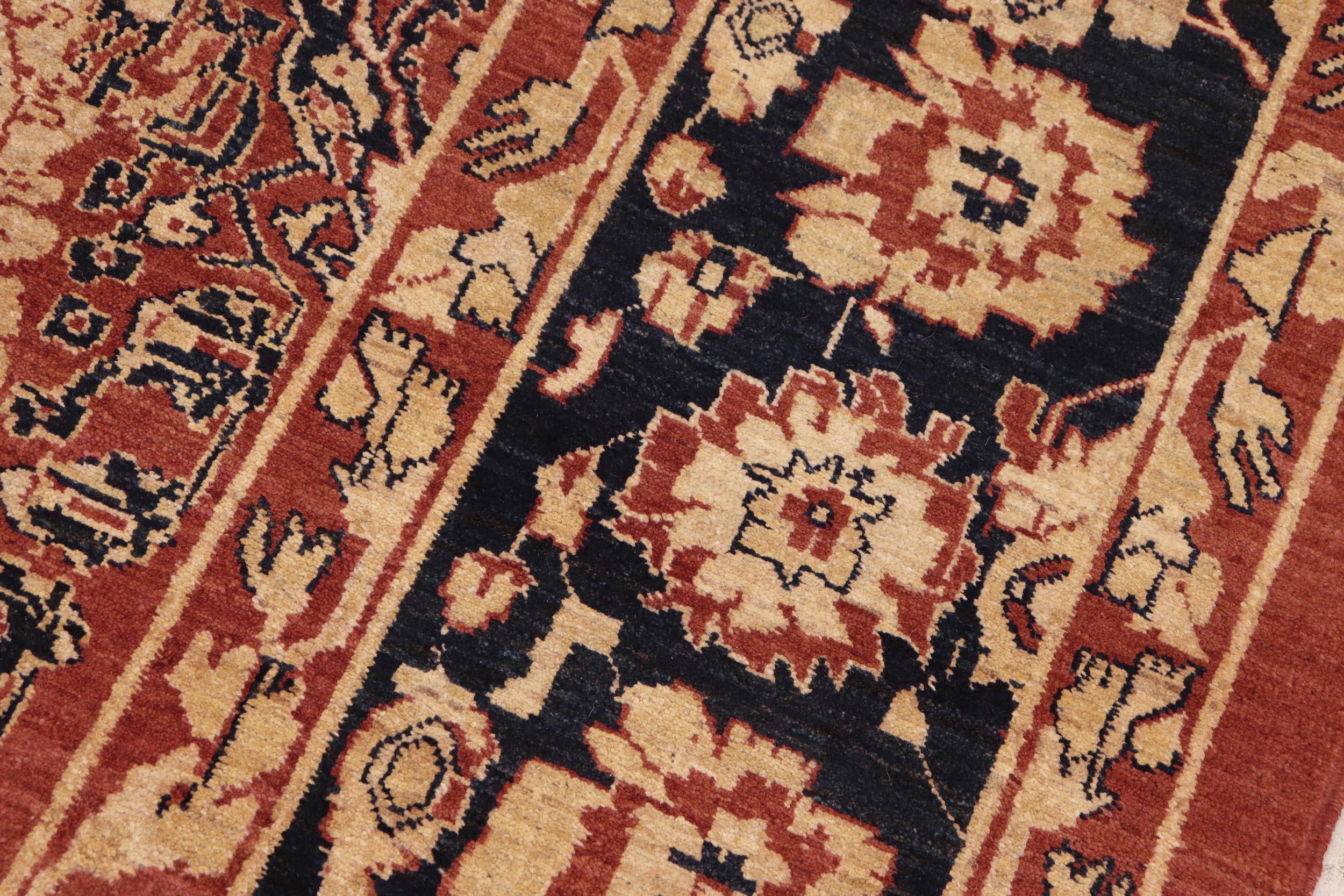 handmade Traditional Kafkaz Rust Blue Hand Knotted RECTANGLE 100% WOOL area rug 8' x 9'