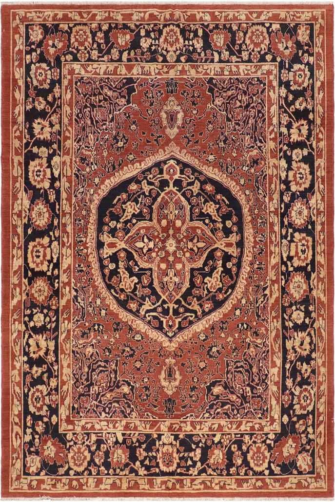 handmade Traditional Kafkaz Rust Blue Hand Knotted RECTANGLE 100% WOOL area rug 8X9