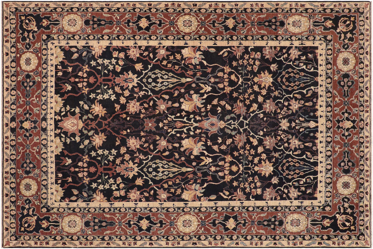 handmade Traditional Kafkaz Blue Brown Hand Knotted RECTANGLE 100% WOOL area rug 8x10