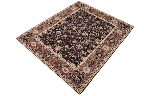 handmade Traditional Kafkaz Blue Brown Hand Knotted RECTANGLE 100% WOOL area rug 8x10