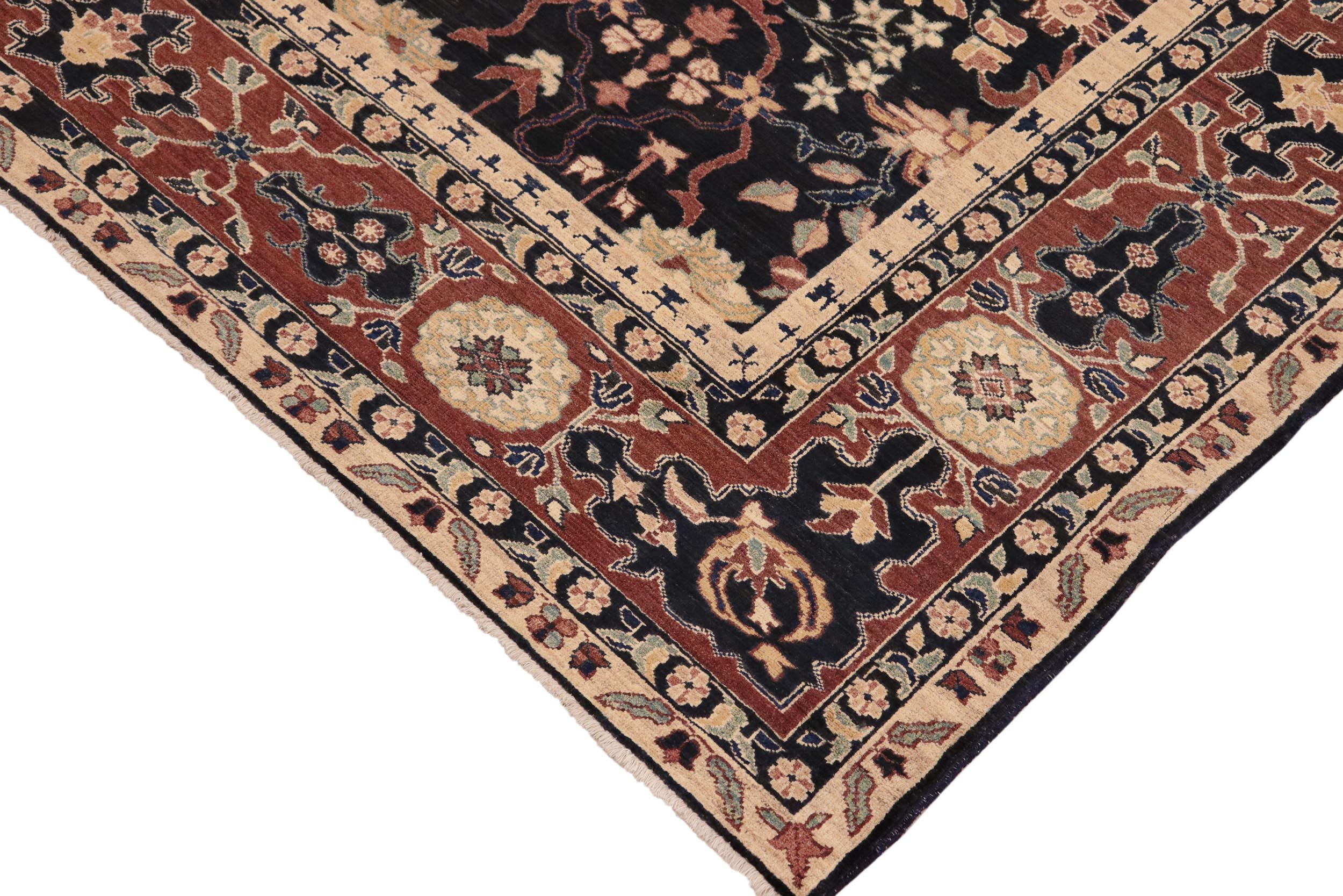 handmade Traditional Kafkaz Blue Brown Hand Knotted RECTANGLE 100% WOOL area rug 8x10