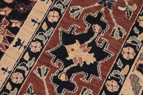 handmade Traditional Kafkaz Blue Brown Hand Knotted RECTANGLE 100% WOOL area rug 8x10