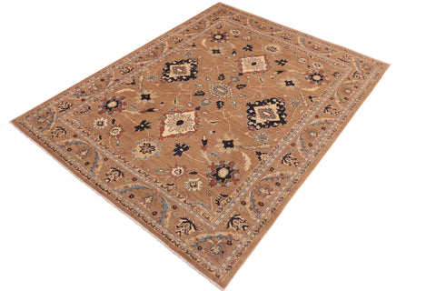 handmade Traditional Kafkaz Lt. Brown Blue Hand Knotted RECTANGLE 100% WOOL area rug 8x10